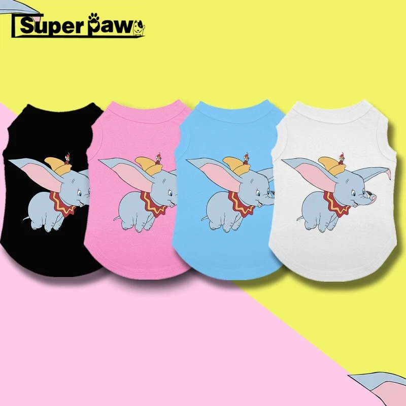 

Tide Brand Cartoon Dumbo Summer T-shirt Corgi Schnauzer Vest Pet Clothes Dogs Pets Clothing Cat Dog Apparel Pug Costume GZC13
