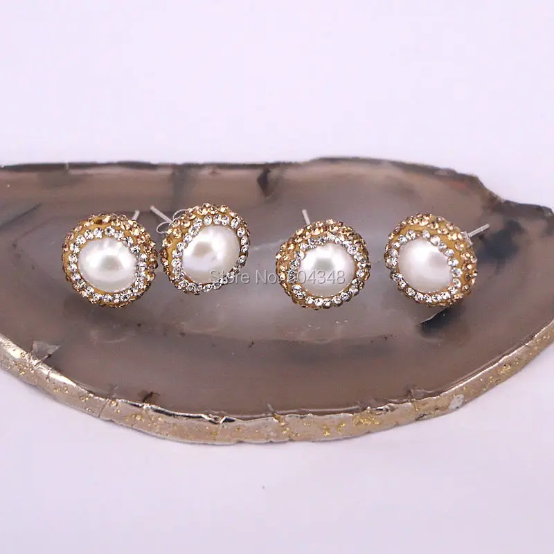 5 пар Zyunz натуральный жемчуг бусины серьги-гвоздики женские жемчужные шарики серьги золотые Стразы Круглый Шарм милые ювелирные серьги
