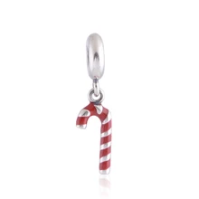 Se adapta a pandora charms original pulsera 100% plata de ley 925 cuelga el grano del encanto de navidad del bastón de caramelo diy resultados de la joyería