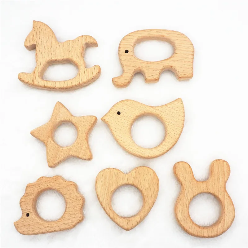 

Chenkai 50pcs Wooden Teether DIY Organic Eco-friendly Nature Wood Baby Teething Pacifier Grasping Montessori Toy Accessories