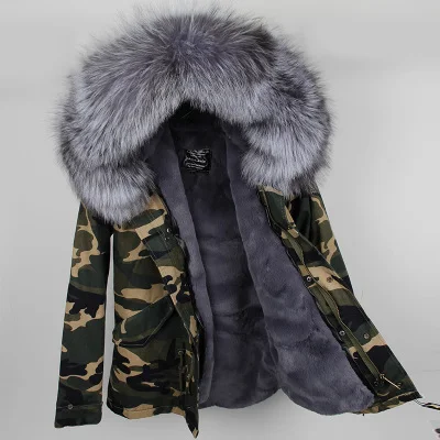 Зимняя женская куртка, пальто из натурального меха, парка с воротником из натурального Лисьего меха, с капюшоном, теплая мягкая подкладка из искусственного меха, abrigos mujer invierno - Цвет: color 11