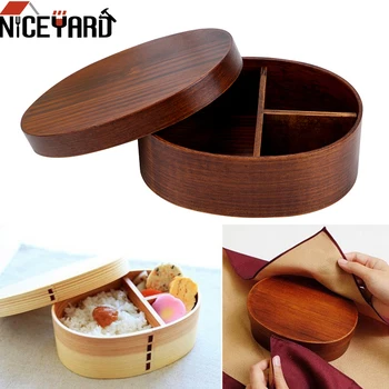 

NICEYARD 1 Layer 3 Grids Portable Picnic Bento Boxes Food Container Wood Lunch Box Tableware Kitchen Tools Home Supplies
