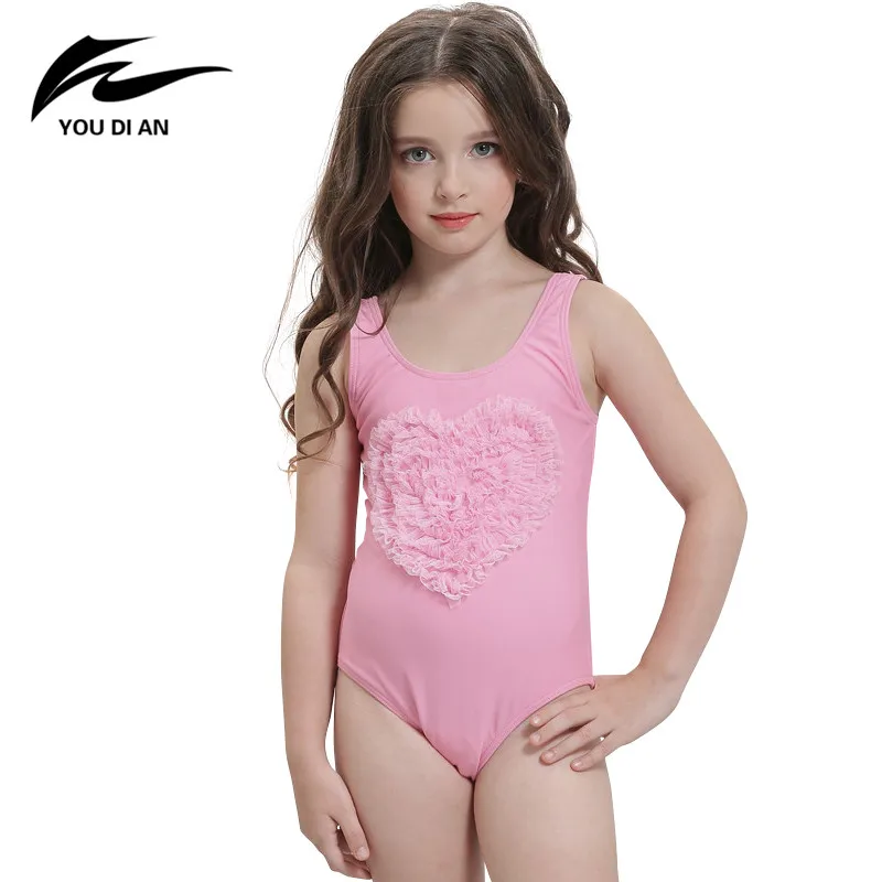 2017 New One Piece Children Swimwear Kids Solid Sports ...