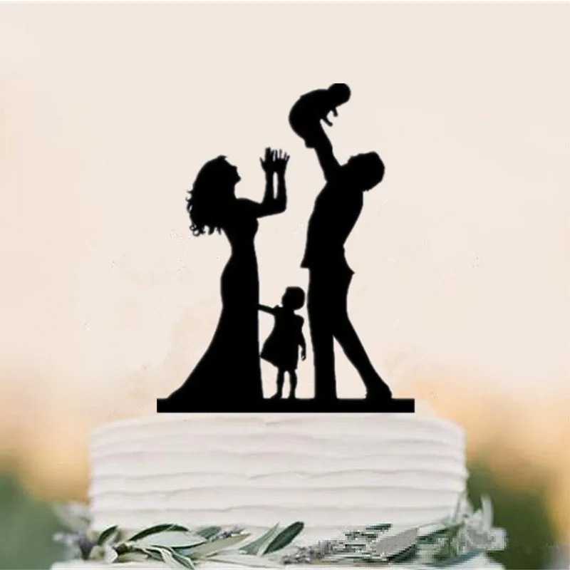 

Happy Family Style Cake Topper Bride and Groom with one Girl and one Baby Wedding Cake Topper Wedding Event Party Decoration