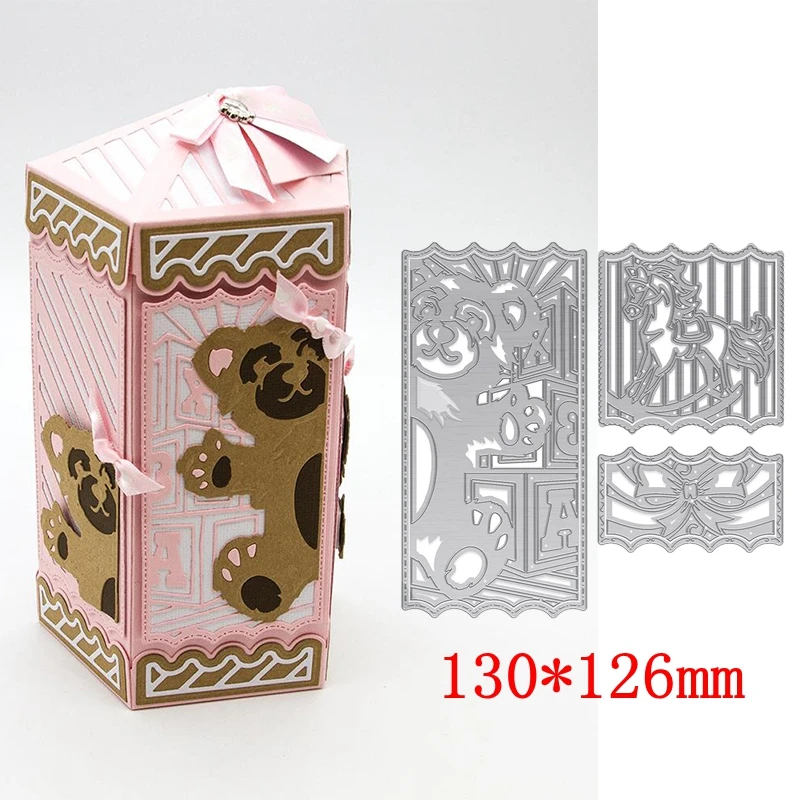 

Bear Horse 3D Gift Box Frame Metal Cutting Dies Stencils For DIY Scrapbooking Decoration Embossing Supplier Cards Craft Die Cut