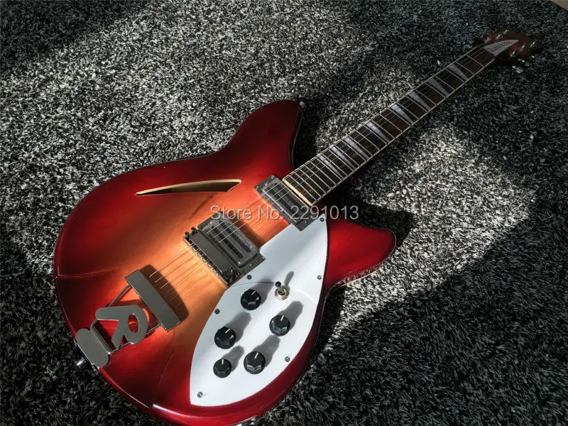 

New Arrival Best price 6 strings 330 model in Cherry sunburst color;Maple body; Dual outputs Free shipping