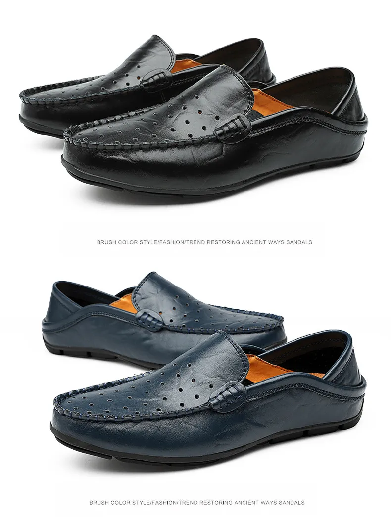Итальянская мужская повседневная обувь; Роскошные брендовые летние мужские лоферы из натуральной кожи; Мокасины без шнуровки; дышащая мужская обувь для вождения; JKPUDUN