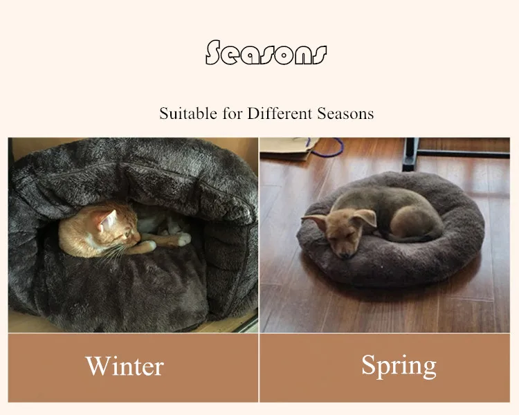 Washable Thermal Fleece Cat Sleeping Bag PP Cotton Padding Soft Pet Beds Security Sense for Pets 2 Colors (12)
