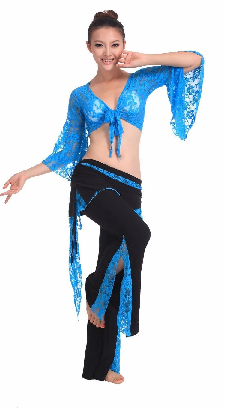 2016 Лидер продаж пикантные танец живота костюм для тренировок одежда для женщин 2 шт. брюки комплект и Топ распродажа