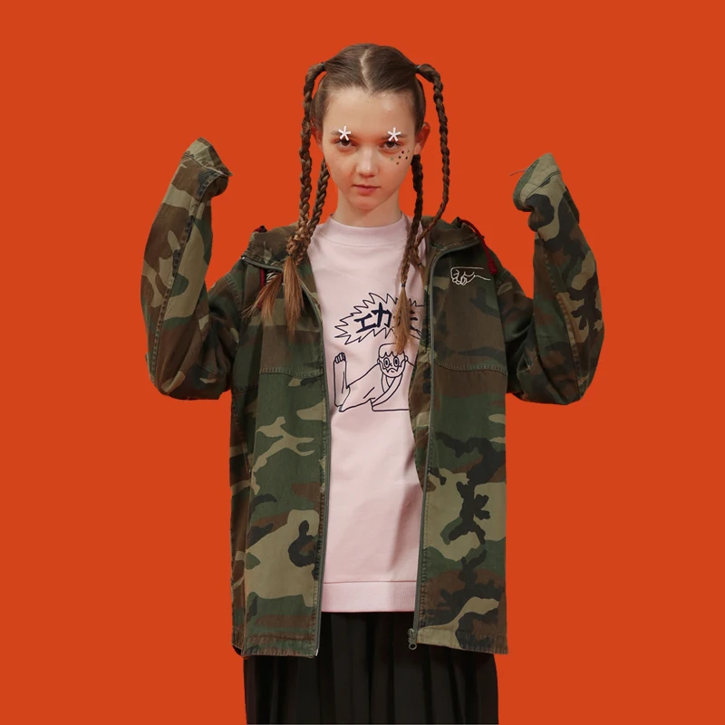 2018 Spring New Women Casual Hooded Jacket Camouflage