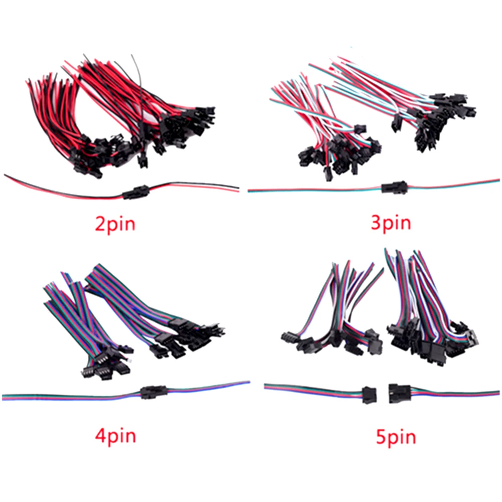 10-100 пар 2pin/3pin/4pin/5pin SM JST Коннектор мужской и женский для 5050/3528 WS2812B WS2811 APA102 SK6812