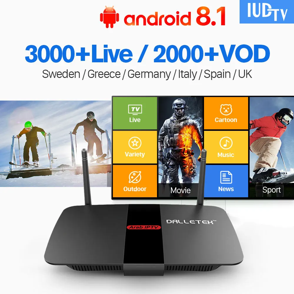 

IPTV Europe Sweden Leadcool R1 TV Receiver Android 8.1 4K 2G 16G IPTV Sweden Spain Italy France Greece Portugal IP TV box