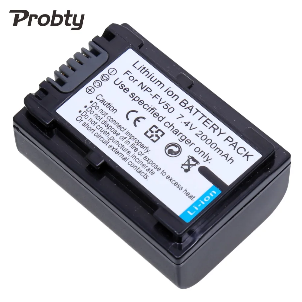 PROBTY 2 шт. 2000 мАч NP FV50 батарея + зарядное устройство для Sony PJ10E PJ30E PJ50E TD10E VG10E DCR SX43E SR68