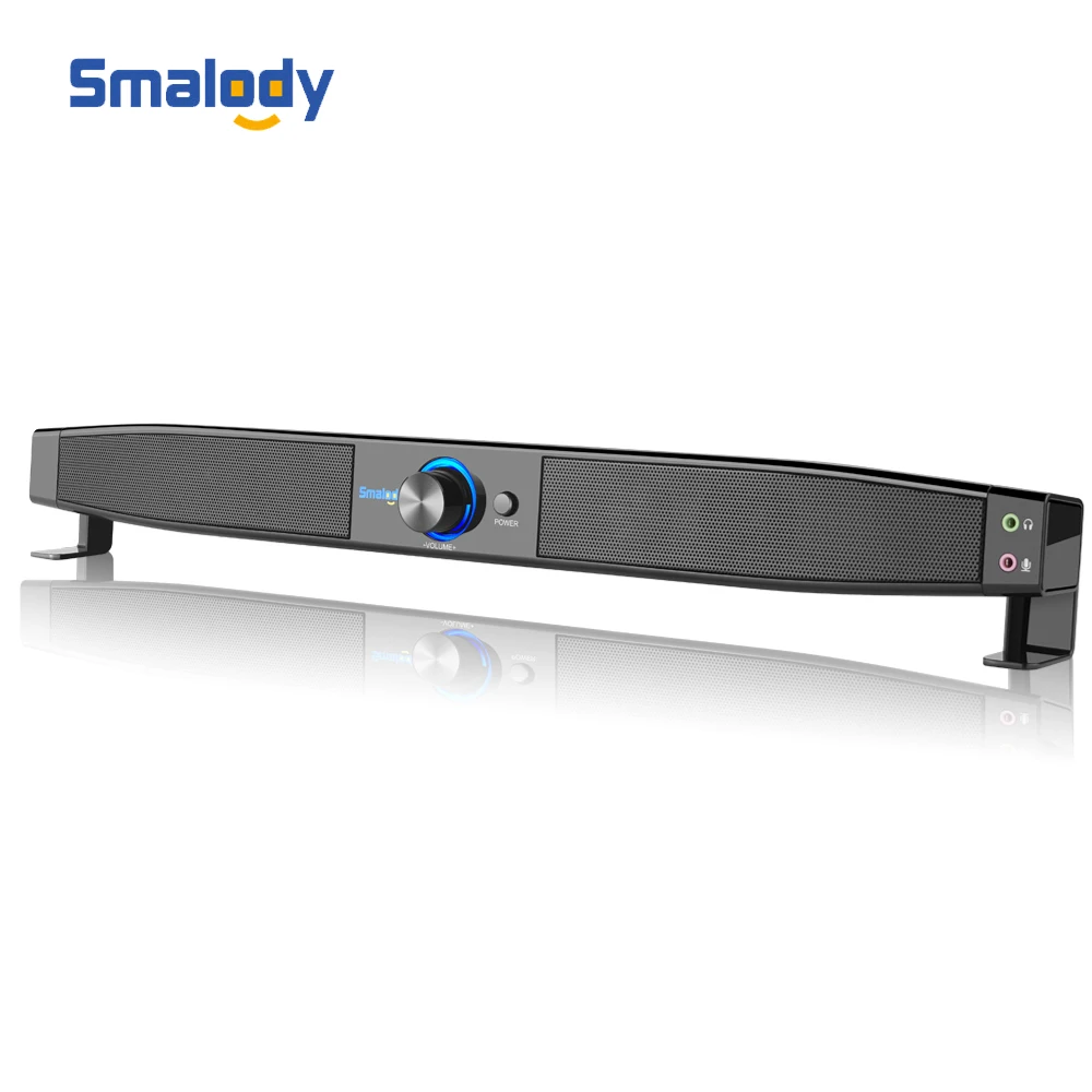 

Smalody Soundbar USB Powered Speakers Home Theater 5W Stereo Subwoofer w/ Microphone Headphone Jack Support LINE IN Music Play