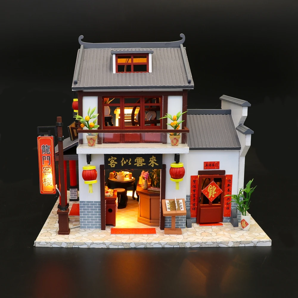 Wooden Furniture DIY Doll House Miniature Puzzle Assemble 3d Miniaturas Dollhouse Kits Toys For Children Birthday Gift M901