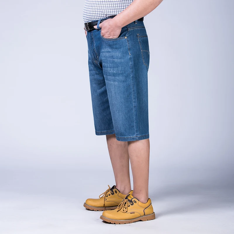 Drizzte мужские плюс размер 44 46 48 50 52 джинсовые шорты стрейч светло-голубые тонкие джинсовые шорты большой и брюка с высокой талией брюки
