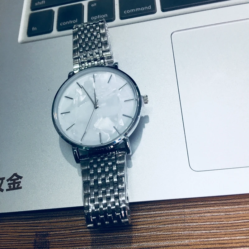  Neutral NO LOGO rose gold stainless steel table avocado white seashell surface quartz watch women r