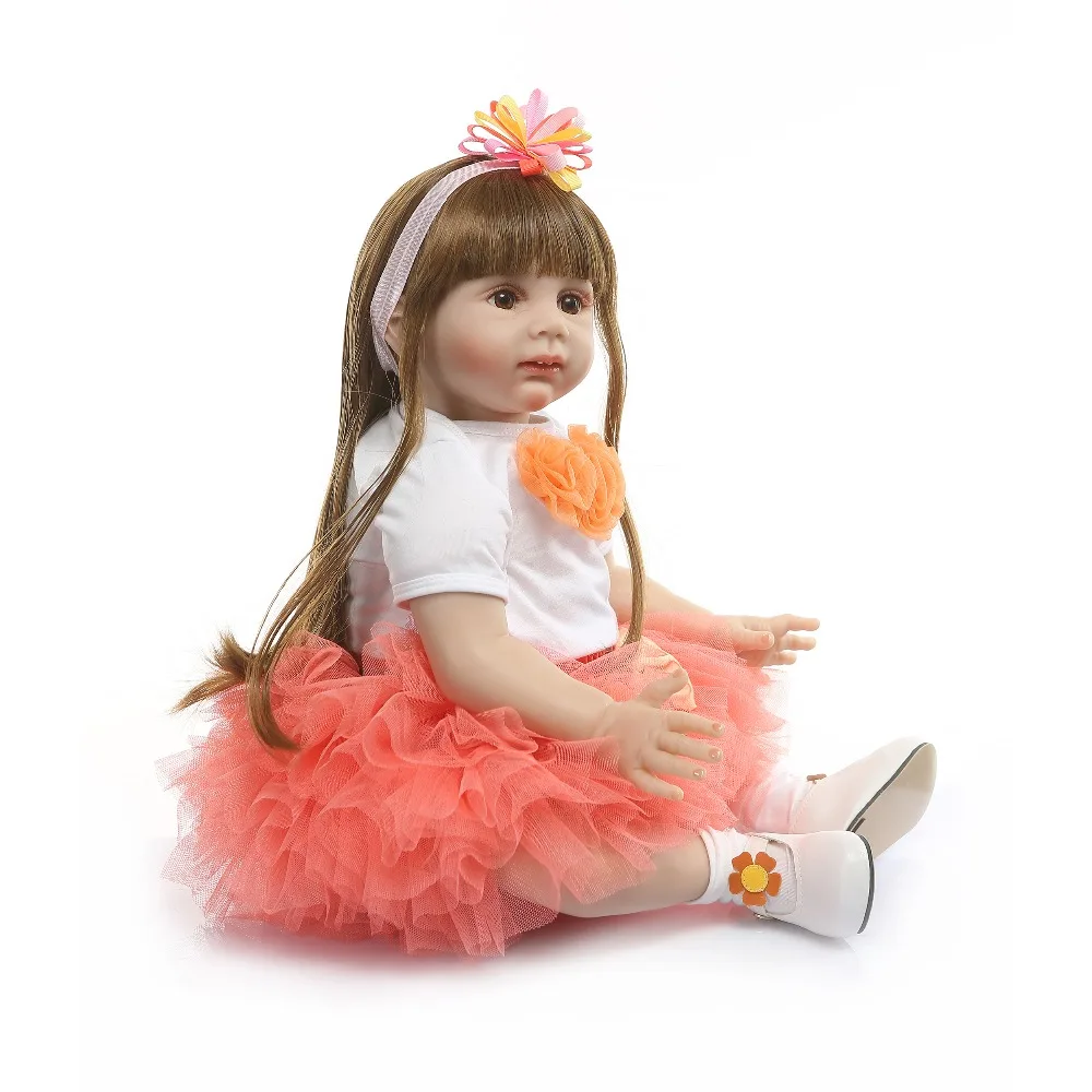 NPK 60 см силиконовые игрушки Reborn Baby Doll 24 дюйма виниловые куклы принцессы для малышей куклы для девочек подарок на день рождения поставляются с плюшевым мишкой