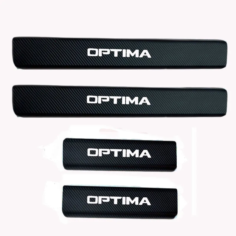 4 шт. виниловые накладки на пороги автомобиля из углеродного волокна для kia Optima, автомобильные аксессуары - Название цвета: Серебристый