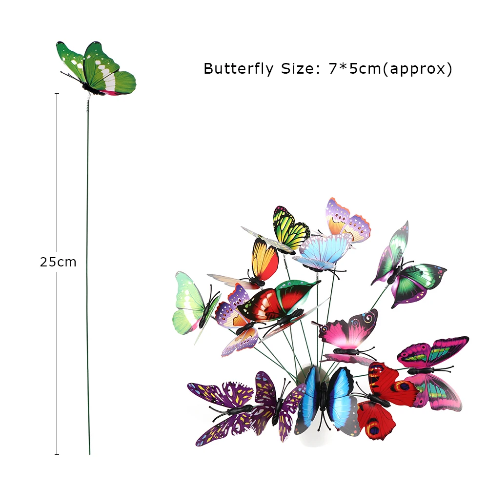15 шт./партия, искусственные украшения для сада с бабочкой, искусственные украшения с бабочками, украшения для газон, разные цвета