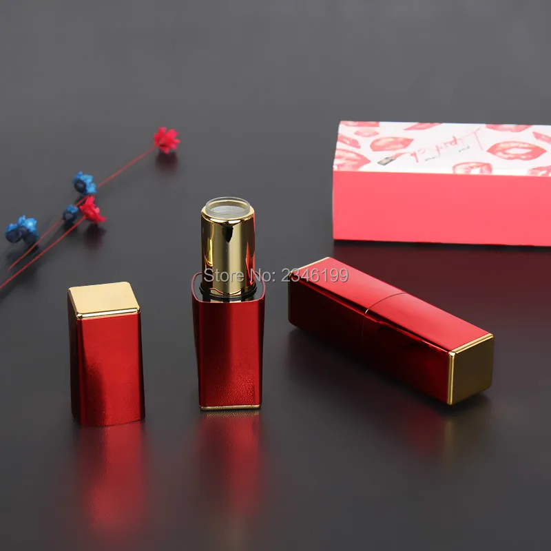 Empty Lip Balm Tube 12.1 Red Magnetic Buckle Lipstick Tube Square Red Lip Balm Container Empty Magnetic Lipstick Packaging (4)
