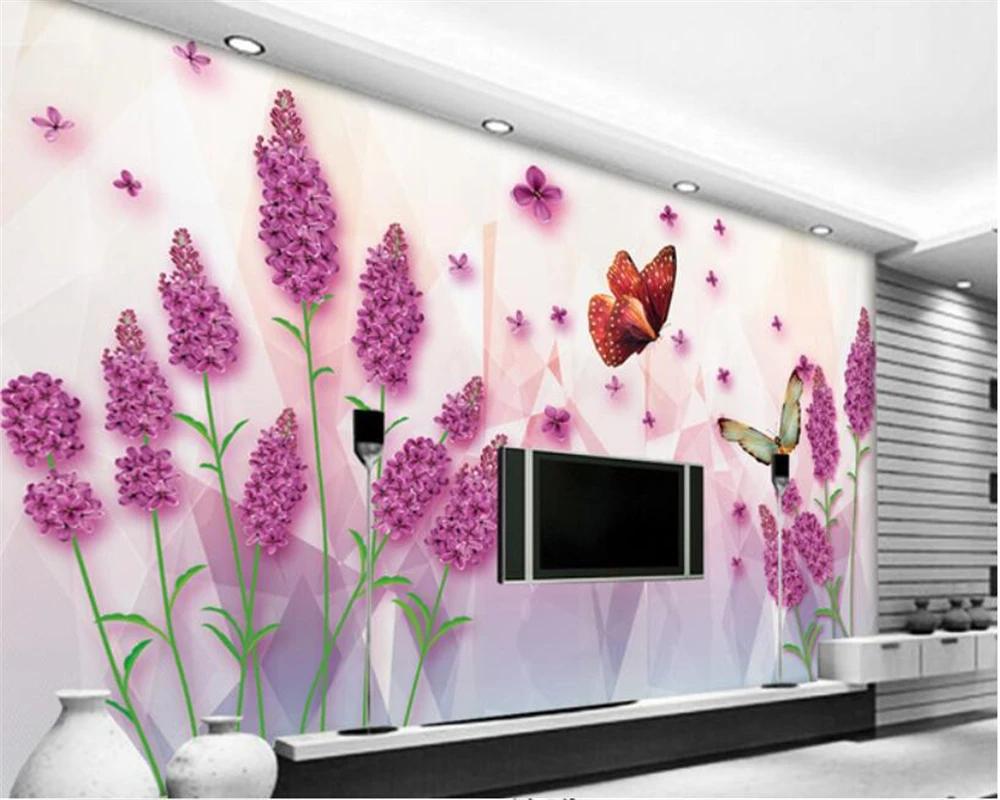 beibehang Custom wallpaper HD lavender blossom rich living room TV background wall 3d papel de parede | Обустройство дома