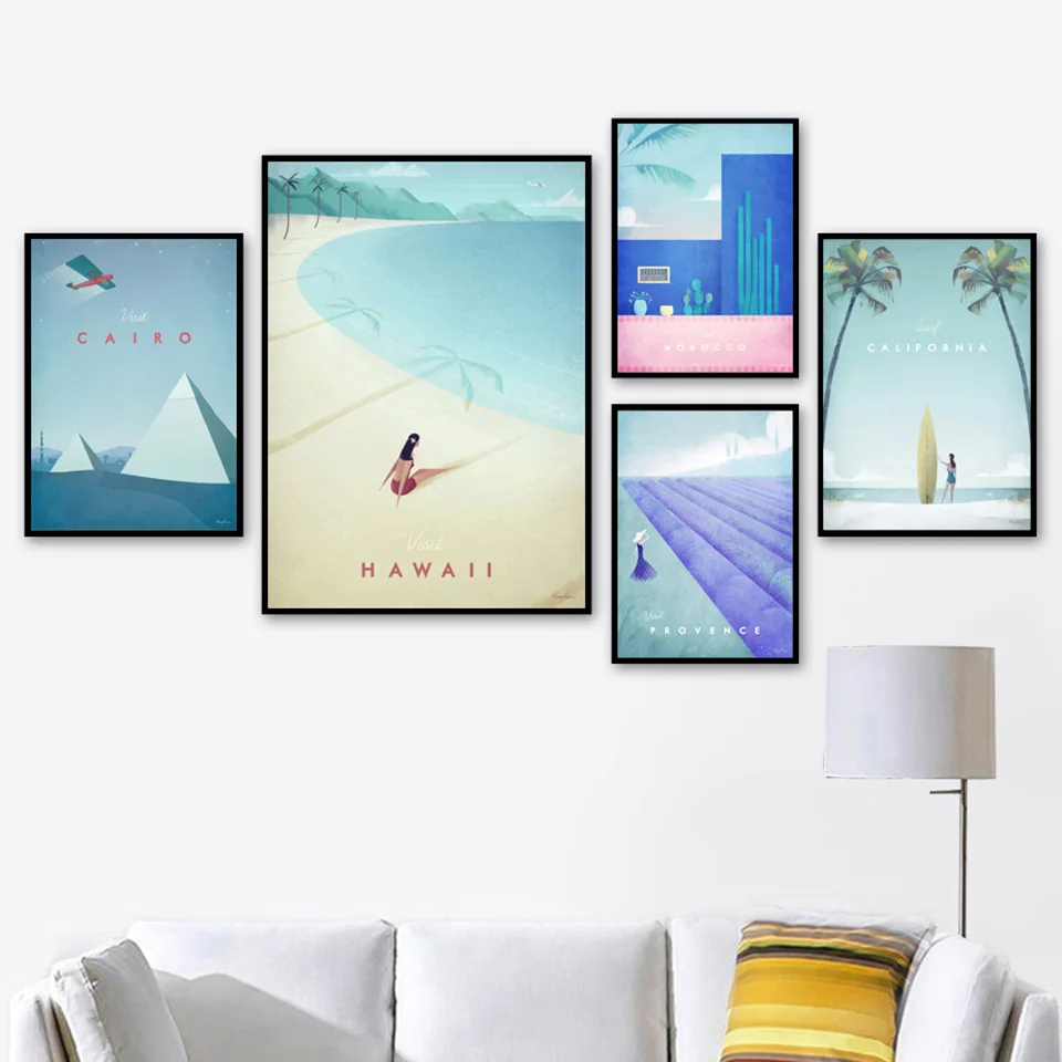 Londres-Par-s-Jap-n-Miami-California-Hawaii-Lona-de-arte-de-pared-de-pintura-n (1)