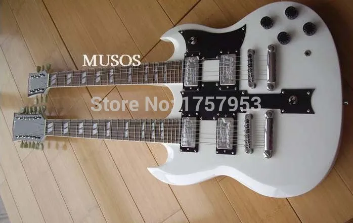 

Factory custom shop 2017 Newest 6 + 12 Strings Custom Guitar EDS-1275 Double Neck 400 White Electric Guitar Free shipping 819