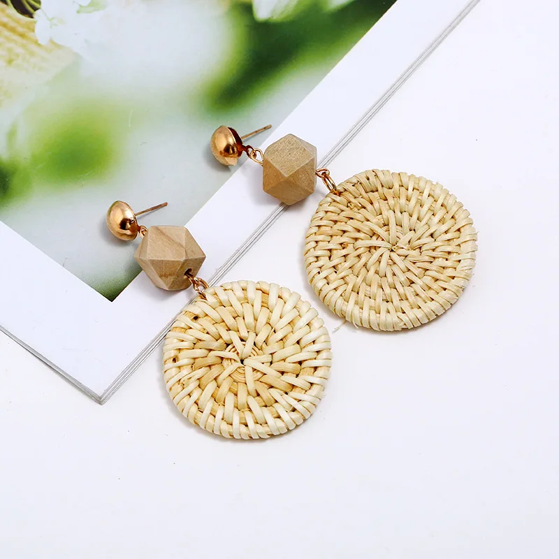 

Women's Earrings Vintage Geometric Round Rattan Earrings Farmhouse Style Costume Jewelry Fashion Accessories Jewelry Gift