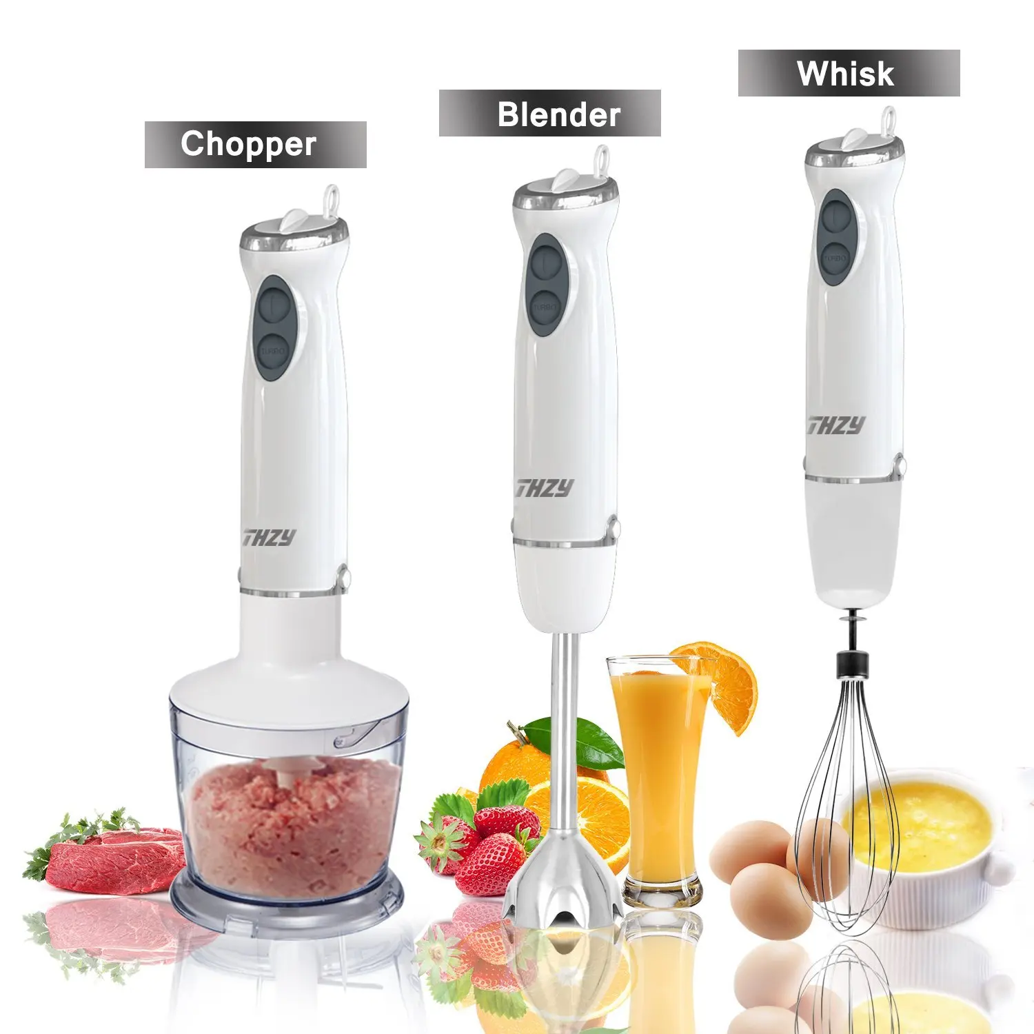 THZY Immersion Hand Blender, Powerful 400 Watt 4 in 1 Stainless Hand