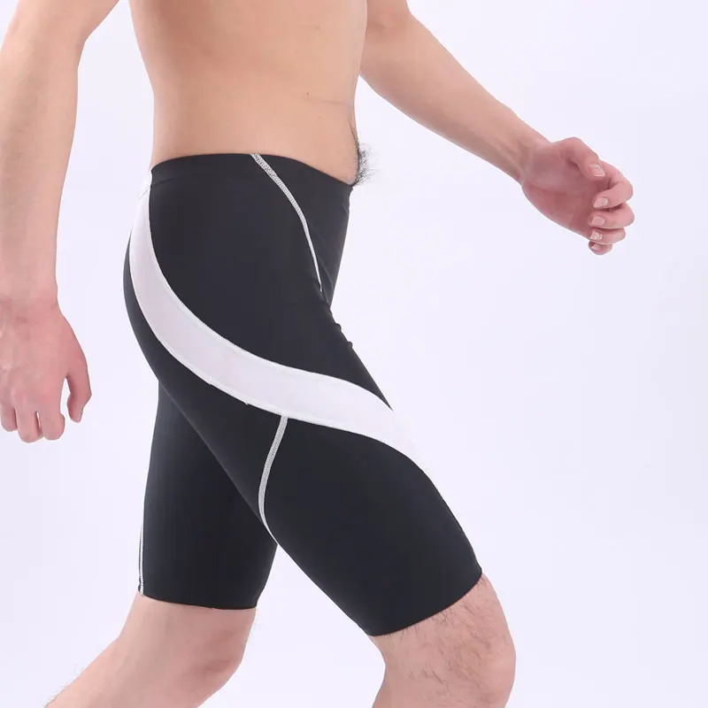 

KEEP DIVING Professional Men Competitive Swim Trunks Shark Skin Swimwear Brand Solid Jammer Swimsuit Fifth Pant Plus Size