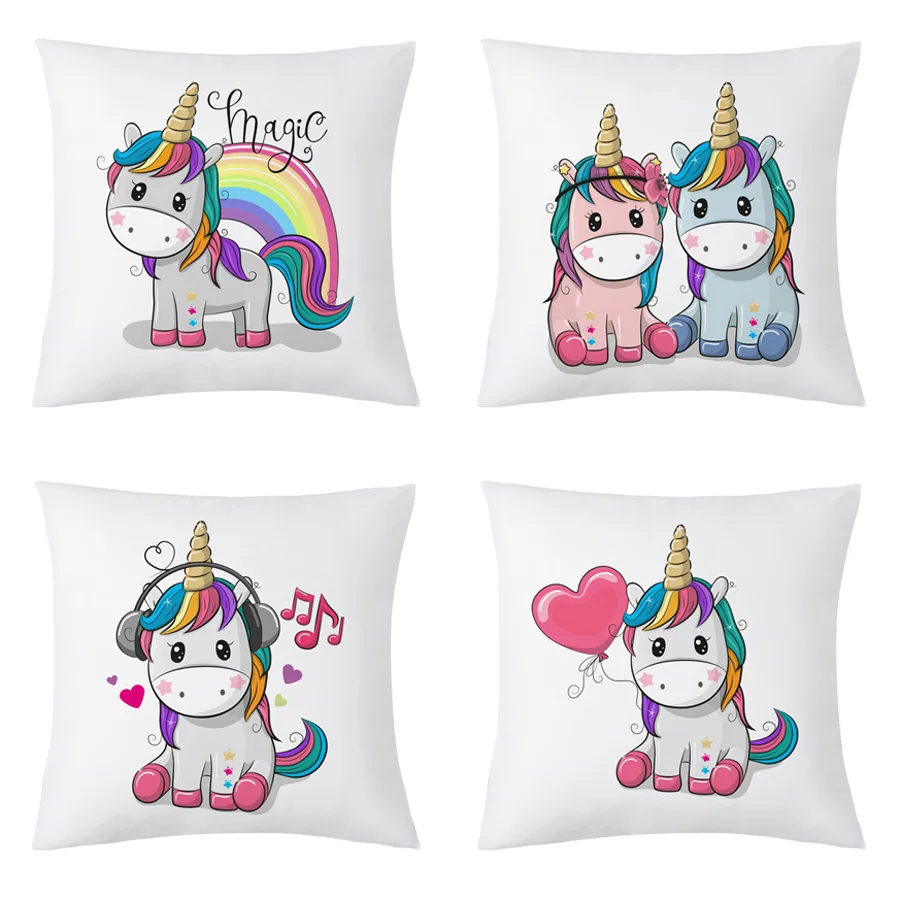 

YWZN Cute Cartoon Unicorn Pillow Case Creative Unicorn Polyester Decorative Pillowcases Unicorn Throw Pillow Case kussensloop