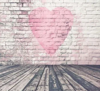 

Valentines Day Heart Brick Stone Wall photo studio background Vinyl cloth High quality Computer print wedding backdrop