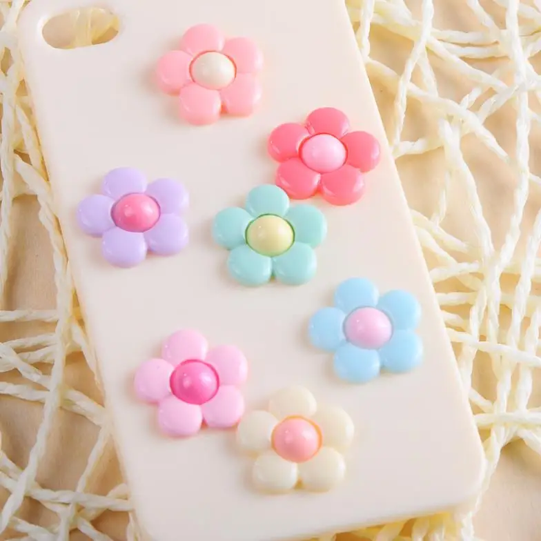 

200pcs Cute Sunflower Decoden Sweets Resin Cabochon pendant mix random, Polymer Clay Cellphone Deco DIY Kit Handcraft