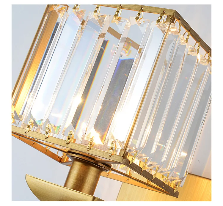 Современный настенный светильник квадратный кристалл золотой светодиодный настенный светильник домашний декор в помещении светильник