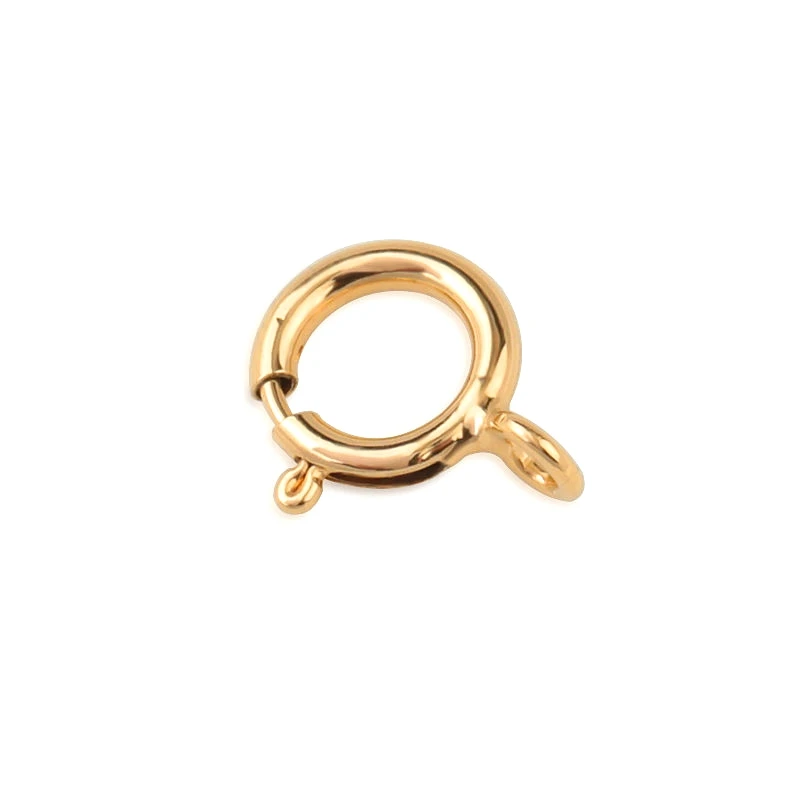Лучшее качество пара 5 мм 6 мм 14 к позолоченные пружинные кольца застежки крючки 14 К Золотое соединение для ожерелья браслет пряжка сделай сам
