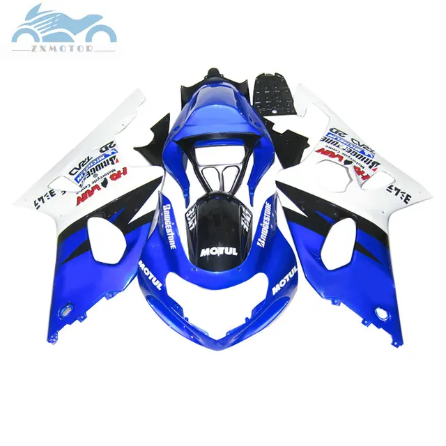 Kit de carenagem para motocicleta suzuki gsxr1000 k2, conjunto de peças azul e branca para corrida, 2000 a 2002, azul e branco 2