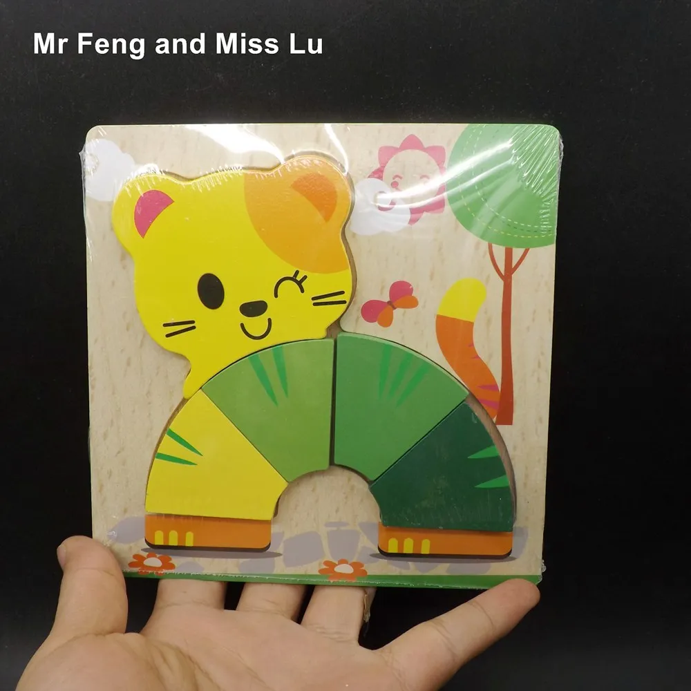 Cute Cat Jigsaw Puzzles Educational 3D Wooden Toys Babys