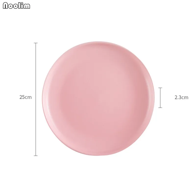 Нордическая матовая керамика круглые одноцветные тарелки для стейков ГОВЯЖЬЯ тарелка для десертов Минималистичная креативная посуда для пиццы для завтрака - Цвет: 10 inch pink