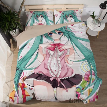 

Mxdfafa Japan Anime Duvet Cover Set Miku bedding set luxury Comforter Bedding Set Include 1 Duvet Cover and 2 Pillowcase