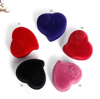

High Quality Fashion flocking Gift Box, earrings / Rings Packaging heart-shaped couple ring box lin4933
