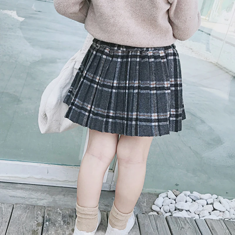 Spring Winter girls pleated skirt baby preppy style skirt kids mini