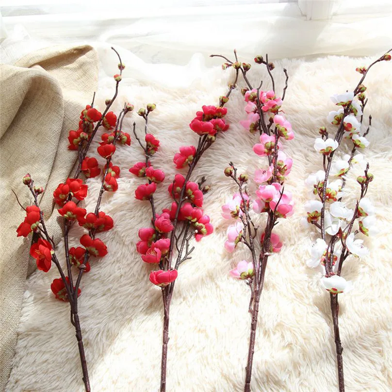  DIY Fake Flowers Plum Blossom Artificial Flowers Floral Wedding Bouquet Flower Branch Home Decoration #3A04 (6)