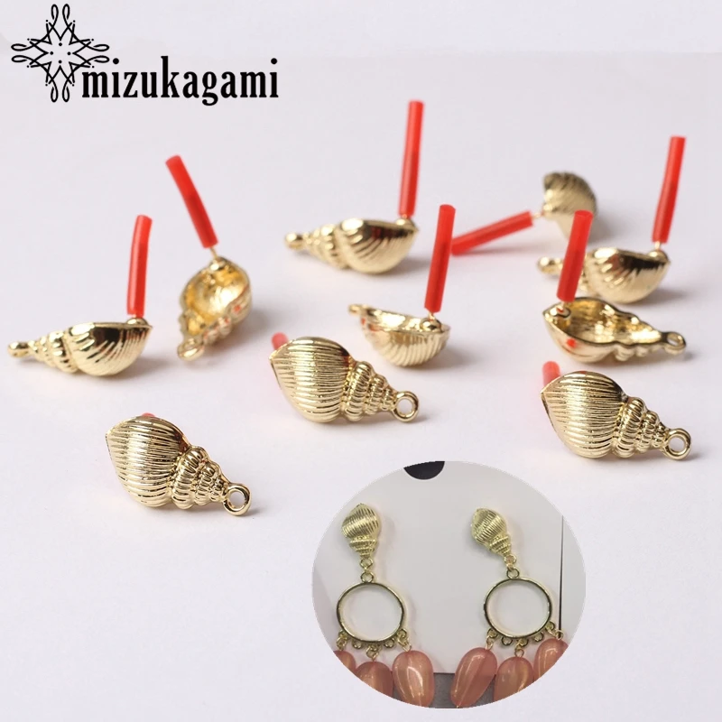 

Golden Zinc Alloy Conch Earrings Base Connectors Linker 10*20mm 6pcs/lot For DIY Bohemia Earrings Jewelry Making Accessories