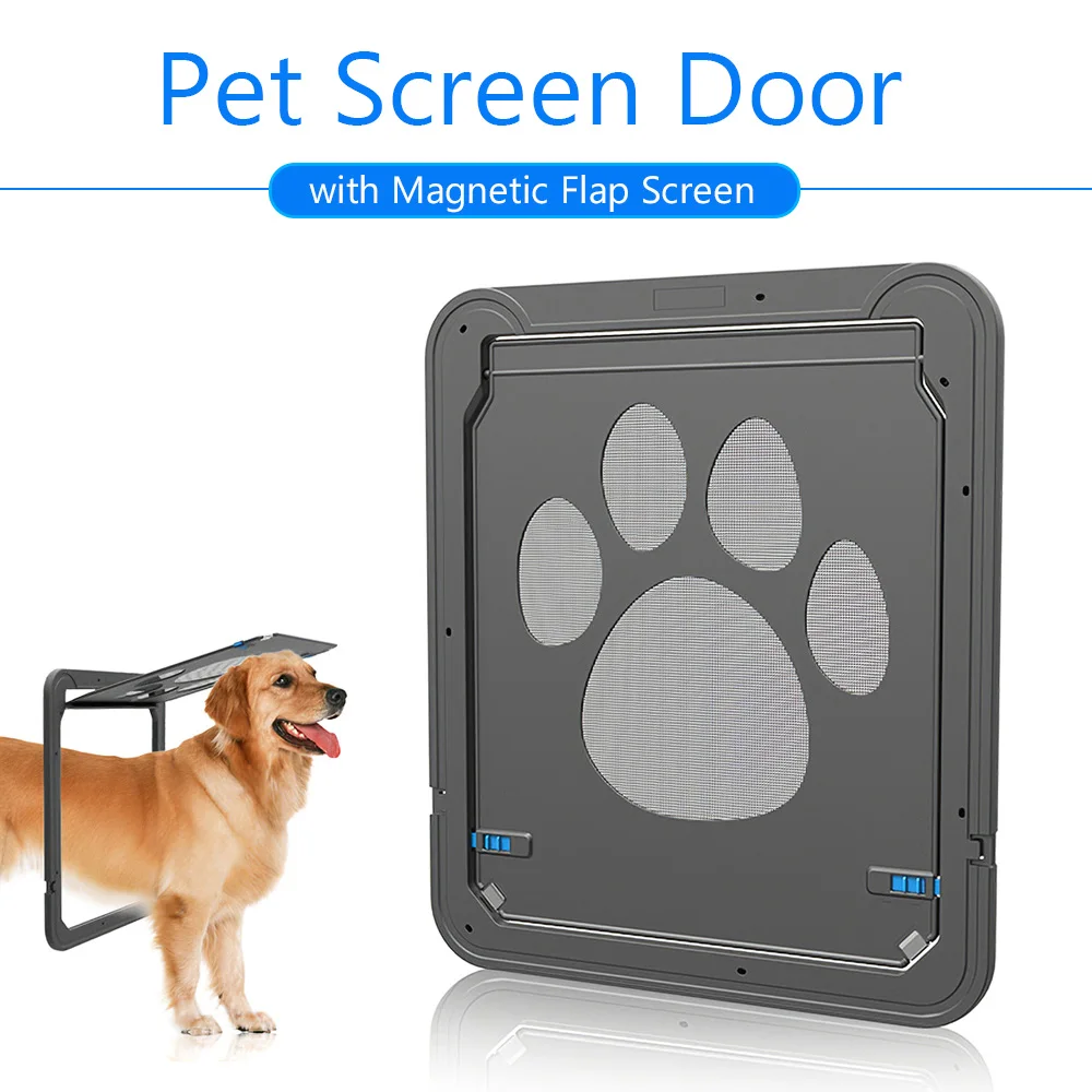 

Abs And Nylon Net Pet Screen Door Automatic Lockable Flap Screen Door For Dogs Multifunction Pet Magnetic Door For Dog