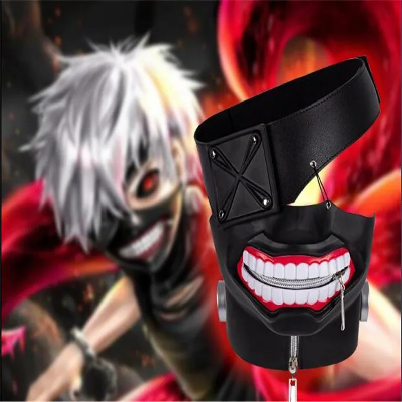 Tokyo Ghoul Kaneki Ken Cosplay Halloween Prop Adjustable Zipper Mask Eyepatch 