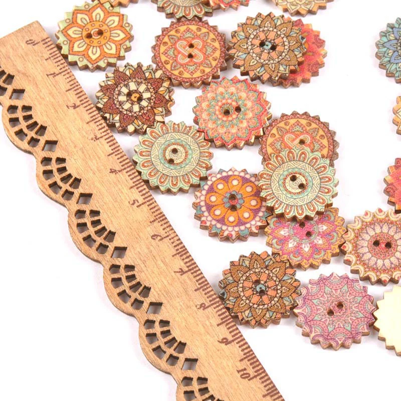 High Quality Sewing Accessories Clothing Crafts Sewing Handwork Painted 20PCS/Lot Wood Buttons Popular Gear Hot Sale