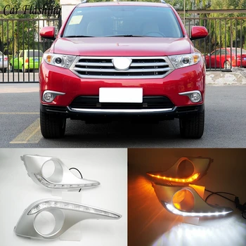 

Car flashing DRL For Toyota Highlander 2012 2013 2014 Daytime Running Lights fog lamp cover headlight 12V Daylight car-styling