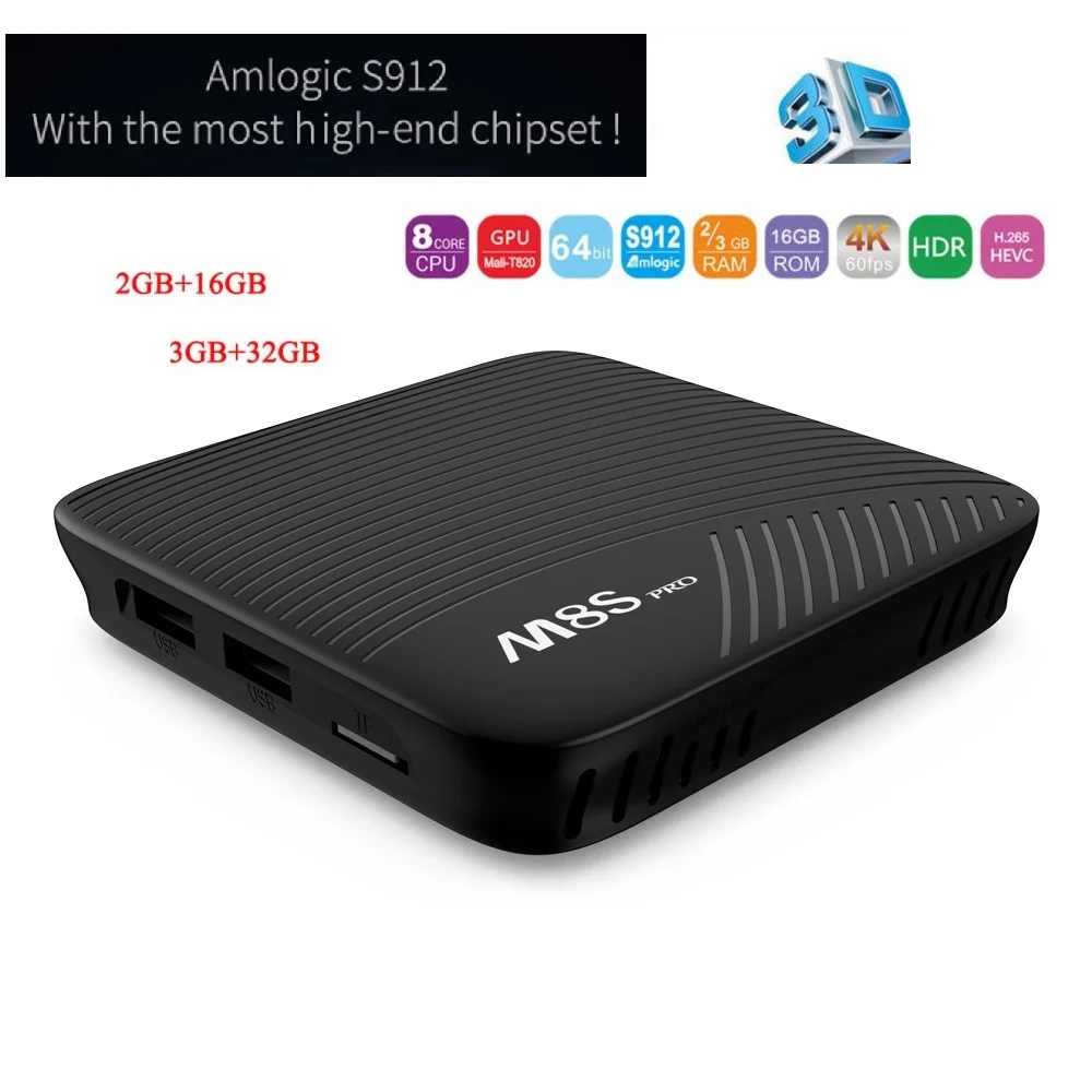 

MECOOL M8S PRO Android 7.1 Smart TV Box Amlogic S912 Octa Core Set Top Box Bluetooth 4.1 2.4GHz / 5GHz WiFi Media Player