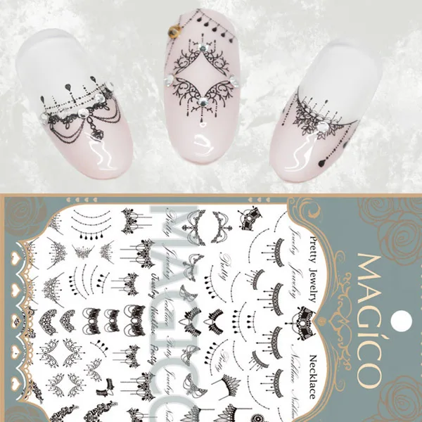 Lace Necklace 3D Nail Art Stickers Black Lace Full Nail Stickers Nail Decals